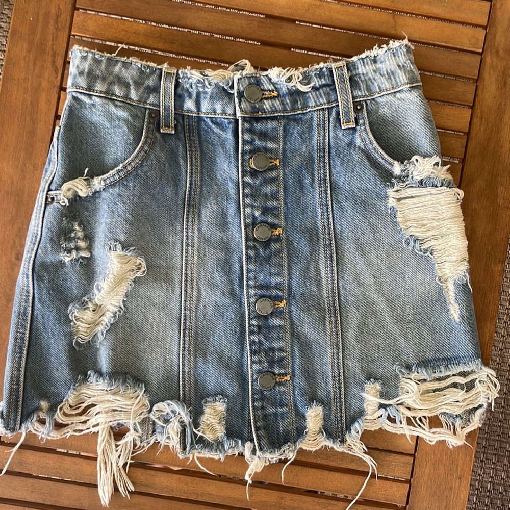 Carmar Denim Distressed Skirt